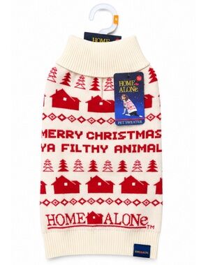 NEW - Home Alone Merry Christmas “Ya Filthy Animal” Red Beige  Dog Sweater Sz M